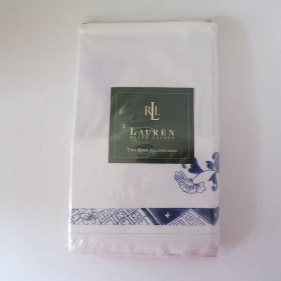 Ralph Lauren Porcelain Blue King Pillowcases New Mint  3100 - Picture 1 of 4
